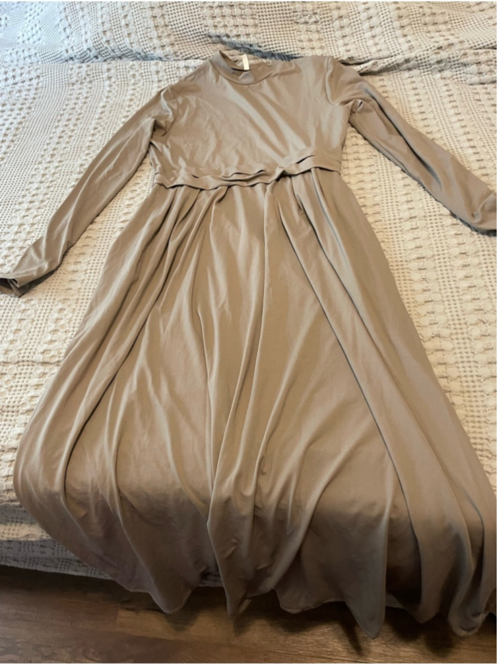 Halara sleek Long Sleeve Taupe A-Line Dress everyday wear athleisure loungewear